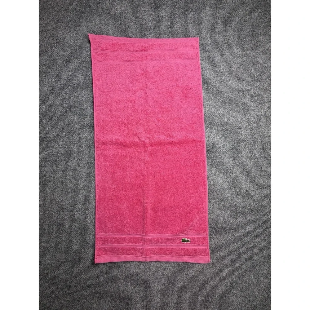 Lacoste Hand Towel Pink Cotton 16x30 Crocodile Logo Bath Spa Gym NWT Soft